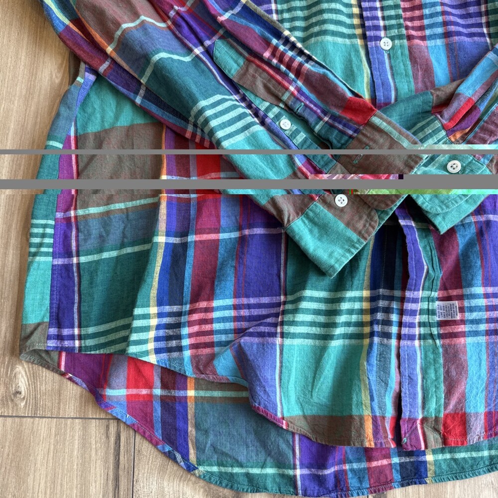 Vintage Polo Ralph Lauren Shirt Men’s XL Hand Woven Madras Multi Color Plaid - Picture 5 of 8